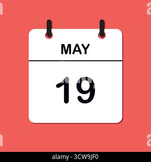 19 maggio. Icona Calendario giornaliero per la progettazione. Design semplice per brochure, volantini, supporti di stampa e pubblicità aziendali. Facilmente modificabile Illustrazione Vettoriale