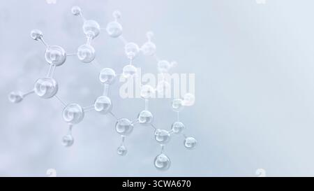 Illustrazione di una molecola disposta in uno schema esagonale (simile a un favo). Ogni unità è composta da sei molecole unite da legami, che rappresentano l'organizzazione chimica o atomica ordinata. Foto Stock