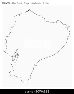 Mappa del paese dell'Ecuador. Dettagli di alto livello. Stile contorno. Forma dell'Ecuador. Illustrazione vettoriale. Illustrazione Vettoriale
