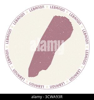 Archi radiali a forma di Libano. Icona Country round. Poster di design con logo Libano. Illustrazione vettoriale ordinata. Illustrazione Vettoriale