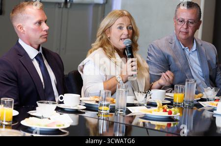 Los Angeles, Stati Uniti. 10 ottobre 2025. Foto scattata durante l'incontro "Success Stories Breakfast" durante una missione economica sulla costa occidentale degli Stati Uniti, venerdì 10 ottobre 2025. La missione economica belga negli Stati Uniti si svolge dal 4 al 12 ottobre. BELGA PHOTO BENOIT DOPPAGNE credito: Belga News Agency/Alamy Live News Foto Stock