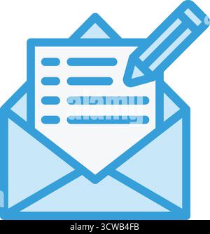 Illustrazione di progettazione dell'icona di scrittura del vettore di posta elettronica Illustrazione Vettoriale