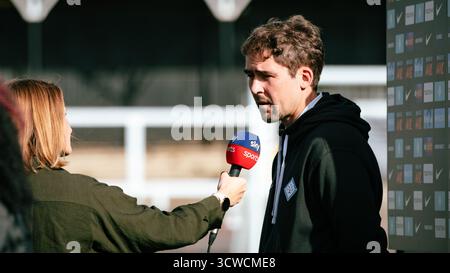 Londra, Regno Unito. 5 ottobre 2025. Jocelyn Prêcheur, capo allenatore dei London City Lionesses, prima della partita di Barclays Women's Super League contro il Liverpool. Foto Stock