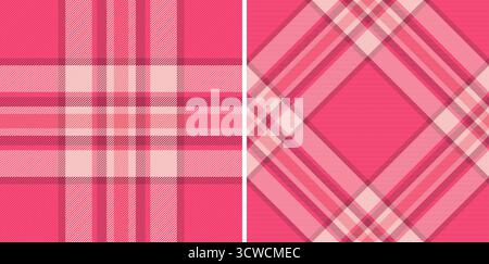 Due motivi a quadri rosa. Design in tessuto versatile che mostra i classici controlli diagonali. Ideale per sfondi, moda, tessuti e progetti creativi Illustrazione Vettoriale