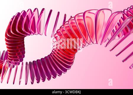 Forma a spirale su sfondo astratto rosa e rosso Foto Stock