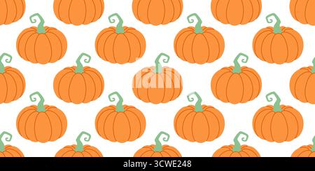 Motivo delle zucche autunnali. Stile piatto alla moda disegnato a mano. Sottofondo della raccolta di verdure autunnali del Ringraziamento. Graziosa zucca arancione. Modello stagionale per la scheda di imballaggio della copertina. Illustrazione vettoriale Illustrazione Vettoriale
