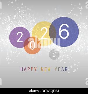 Auguri - semplice biglietto di Capodanno colorato, copertina o sfondo, modello di disegno vettoriale con numeri - 2026 Illustrazione Vettoriale