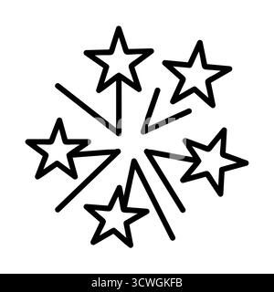 I fuochi d'artificio di Natale minimalisti evidenziano l'icona in stile festivo, perfetta per decorazioni natalizie, poster, cartoline e web design. Illustrazione Vettoriale