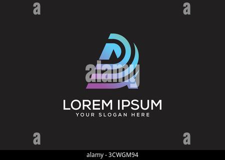 Logo moderno con lettera. Modello di disegno vettoriale del logo dell'annuncio astratto. Illustrazione Vettoriale