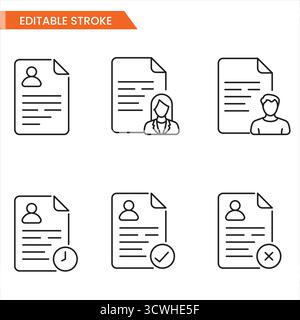 Icone Riprendi e Job Application | CV, reclutamento, HR, assunzione, Set di vettori di selezione candidati Illustrazione Vettoriale