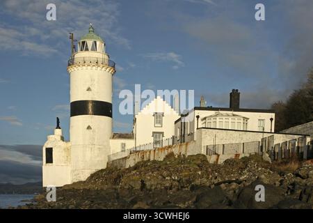 Cloch Lighthouse on the Firth of Clyde, Gourock, Scozia, Regno Unito Foto Stock