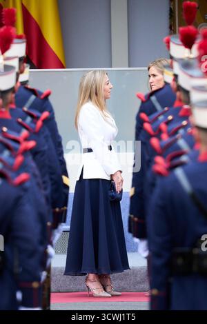 Madrid. Spagna. 20251012, Maria Guardiola partecipa ai reali spagnoli alla Festa Nazionale - Parata militare il 12 ottobre 2025 a Madrid, Spagna Foto Stock