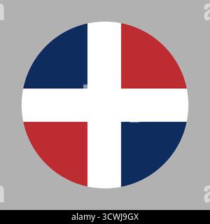 Bandiera rotonda civile della Repubblica Dominicana. Icona cerchio bandiera Repubblica Dominicana. Bandiera adesiva della Repubblica Dominicana. Illustrazione Vettoriale