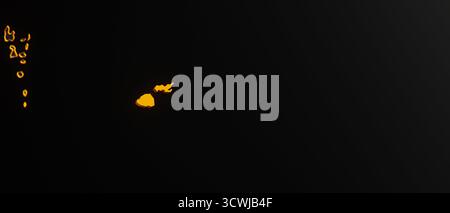 Mappa 3d delle Fiji dorate circondata da altri paesi in nero con bordi dorati e dof poco profondi. Mappa politica con i confini Foto Stock