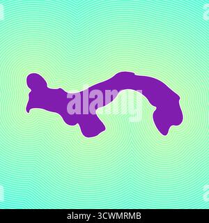 Icona della mappa di Panama. Forma del paese su sfondo sfumato a righe radianti. Poster di Panama vibrante. Interessante illustrazione vettoriale. Illustrazione Vettoriale