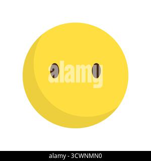 Espressione emoji semplice. Faccia semplice del vettore giallo. Simbolo di umore neutro piatto. Vuoto minimo emozione. EPS 10. Illustrazione Vettoriale