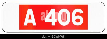 Pannello segnaletica stradale aggiuntivo utilizzato in Francia - numero di strada. Foto Stock