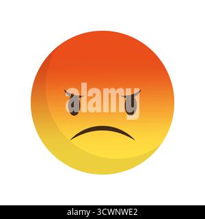 Emoji dei cartoni animati arrabbiati. Faccia rossa gialla. Infelice emozione segno vettore. Icona espressione scontenta. EPS 10. Illustrazione Vettoriale