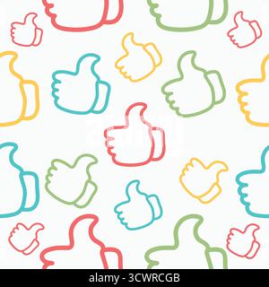 I pollice disegnati a mano creano un'illustrazione vettoriale con pattern senza cuciture Illustrazione Vettoriale