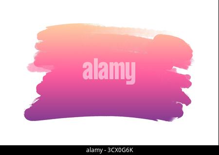 Striscia di etichette con pennello rosa viola. Colorazione vettoriale isolata disegnata a mano con acquerello rosa su sfondo bianco. Vernice a pennello bagnato aquarelle Ill Foto Stock