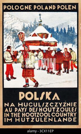 Uno splendido poster di viaggio vintage del 1920 per la Polonia Foto Stock