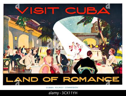 Uno splendido poster di viaggio vintage del 1920 per Cuba. Foto Stock