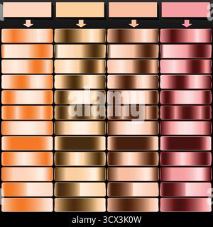 Pacchetto sfumato color rame bronzo arancio e oro rosa. Illustrazione Vettoriale