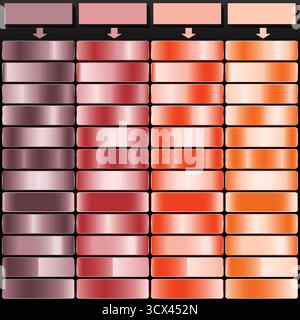Collezione Arancio di pesca di terracotta e Swatch sfumati di rose polverose. Illustrazione Vettoriale