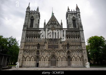 Cattedrale di Nidaros (Nidarosdomen), cattedrale gotica risalente al XIII secolo a Trondheim, Norvegia Foto Stock