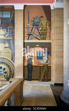 Grant Wood Murals nella Parks Library nel campus della Iowa State University di Ames Iowa Foto Stock