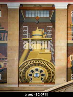 Grant Wood Murals nella Parks Library nel campus della Iowa State University di Ames Iowa Foto Stock