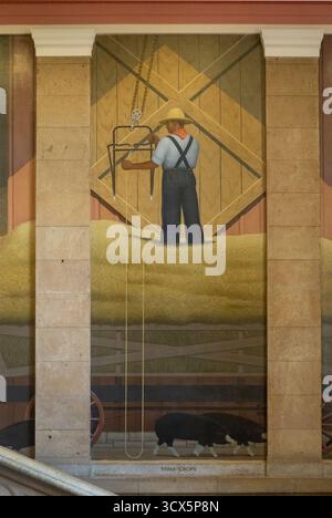 Grant Wood Murals nella Parks Library nel campus della Iowa State University di Ames Iowa Foto Stock