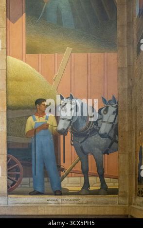 Grant Wood Murals nella Parks Library nel campus della Iowa State University di Ames Iowa Foto Stock
