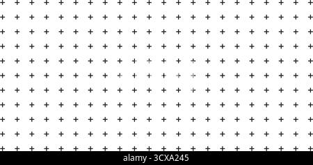 Schema di segni più. Trama con croce su sfondo bianco. Progettazione geometrica a ripetizione vettoriale per matematica e medicina. Illustrazione Vettoriale