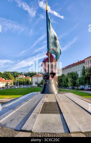 Il Memoriale al secondo movimento di resistenza nel Parco Klárov di Praga onora i combattenti della resistenza ceca durante la seconda guerra mondiale Foto Stock
