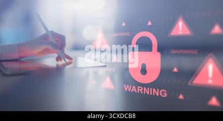 Avviso di violazione critica della cibersicurezza con protezione dei dati Risksþ Foto Stock