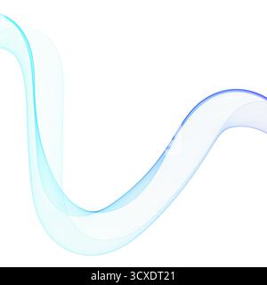 Delicata ondata di nastro sfumato color acqua su sfondo bianco. Foto Stock