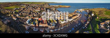 Vista aerea su Eyemouth, Scottish Borders, Regno Unito Foto Stock