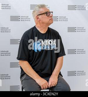 Presentatore Mark Kermode all'Edinburgh International Book Festival, Scozia, Regno Unito Foto Stock