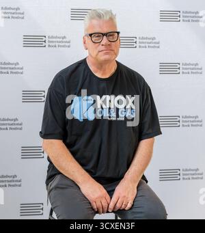 Presentatore Mark Kermode all'Edinburgh International Book Festival, Scozia, Regno Unito Foto Stock