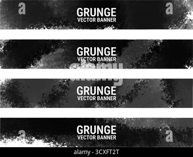 Set di tratti di pennello grunge. striscioni pennellate. Illustrazione vettoriale Illustrazione Vettoriale