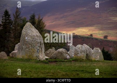 Castlerigg Stone Circle Near Keswick nel distretto del lago, Cumbria, England, Regno Unito Foto Stock