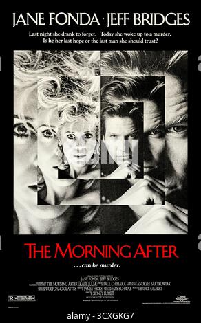 The Morning After (1986) diretto da Sidney Lumet e interpretato da Jane fonda, Jeff Bridges e Raul Julia. Un'attrice alcolizzata si sveglia accanto a un uomo morto e lotta per dimostrare la sua innocenza. Fotografia di un poster originale del 1986 USA a un foglio SOLO PER USO EDITORIALE. Crediti: BFA / 20th Century Fox Foto Stock