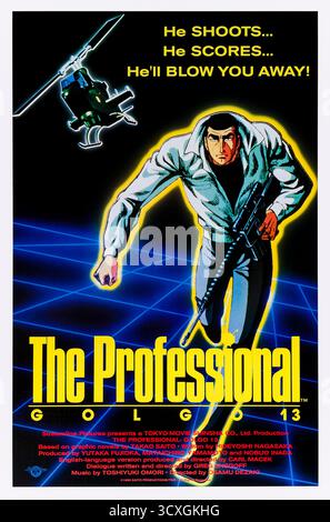 Golgo 13: The Professional (1983) diretto da Osamu Dezaki e interpretato da Tetsurō Sagawa, Gorô Naya e Toshiko Fujita. Un assassino stoico è incaricato di eliminare un potente magnate, innescando una mortale caccia internazionale, basata sulla serie manga di Takao Saito. Fotografia di un poster originale del 1983 USA a un foglio SOLO PER USO EDITORIALE. Credito: BFA / Streamline Pictures Foto Stock