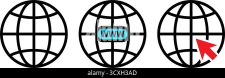 sito web o icone internet del globo. Illustrazione vettoriale Illustrazione Vettoriale