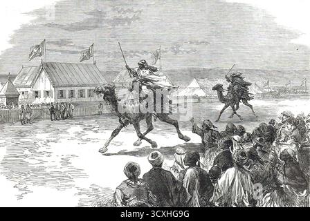 Feeti del viceré d'Egitto al Cairo: La corsa Dromedary. Parte degli eventi per celebrare l'apertura del canale di Suez il 17 novembre 1869. Foto Stock