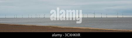 Scroby Sands Wind Farm , vicino a Great Yarmouth, Norfolk, Regno Unito Foto Stock