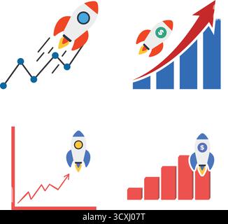 Crescita esponenziale o interessi composti, investimenti, ricchezza o... Illustrazione Vettoriale