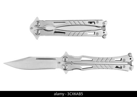 Lama a farfalla isolata su sfondo bianco. Foto Stock