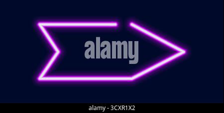 Forma al neon brillante astratta o casella di testo con freccia Illustrazione Vettoriale